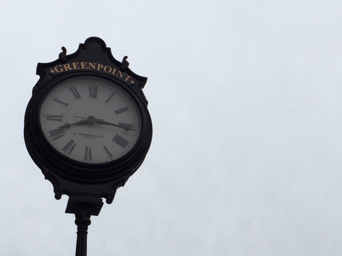 Greenpoint Sidewalk Clock, on of the few remaining sidewalk clocks left from the 1860s