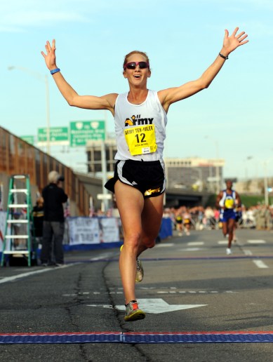 U.S. Army World Class Athlete Program runner Capt. Kelly Calway of Fort Carson, Colo., finishes second among women in the 2010 Army Ten-Miler with a time of 57 minutes, 10 seconds on Oct. 24 at the Pentagon. U.S. Army photo by Tim Hipps, FMWRC Public Affairs, Flickr